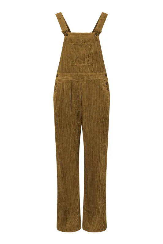 LENI Organic Cotton Cord Dungaree - Olive sold by Komodo Fashion