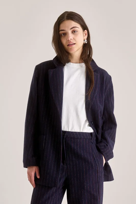 OPHELIA Recycled Poly Wool Blazer - Navy made by Komodo Fashion