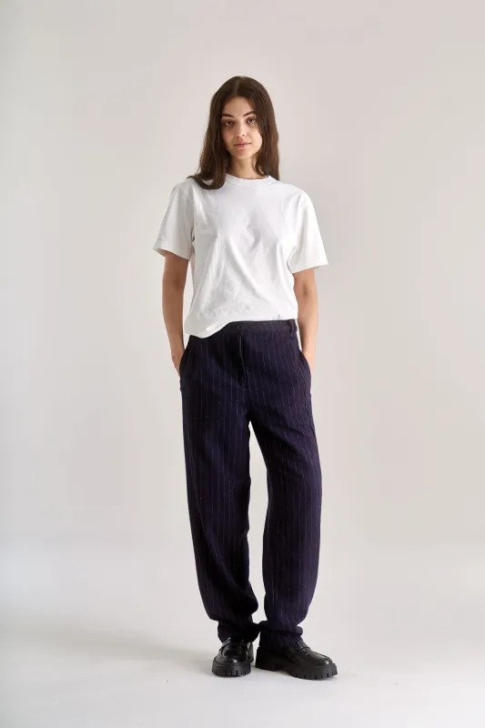 MADDIE Recycled Poly Wool Trouser - Navy sold by Komodo Fashion