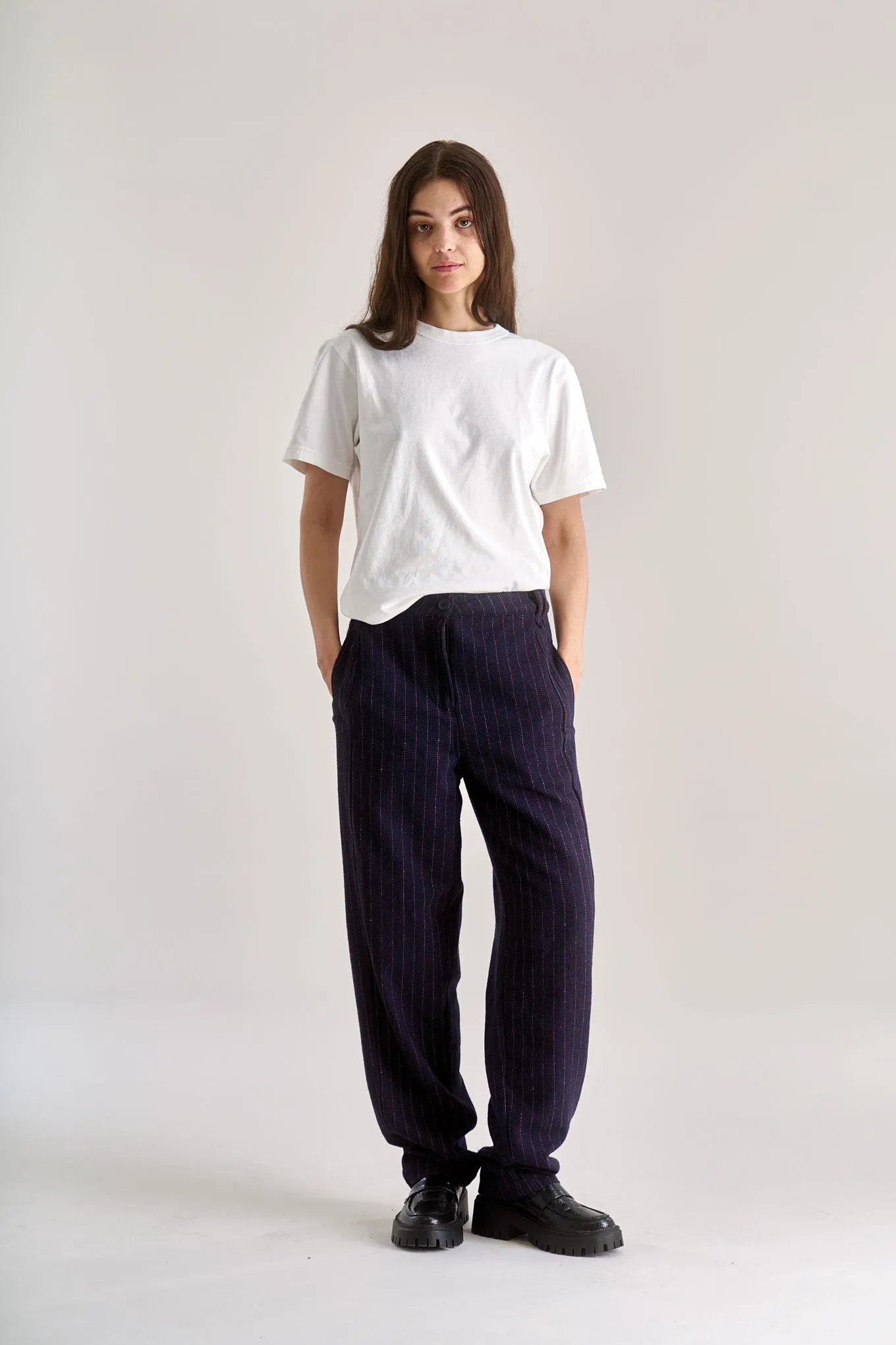 MADDIE Recycled Poly Wool Trouser - Navy sold by Komodo Fashion