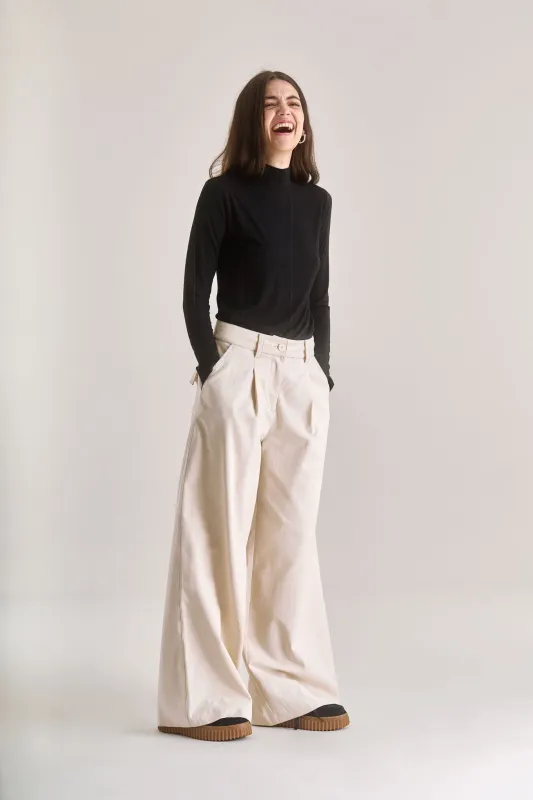 SOFIA Cotton Tencel Trouser - Cream sold by Komodo Fashion