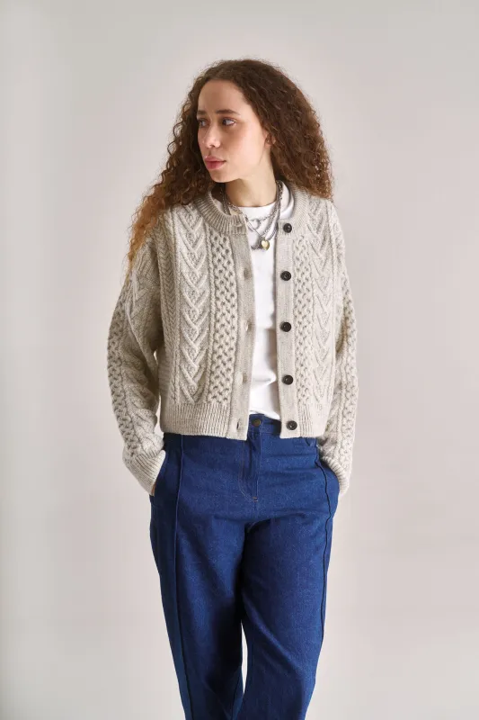 CHARLIE Lambswool Cardigan- Natural sold by Komodo Fashion
