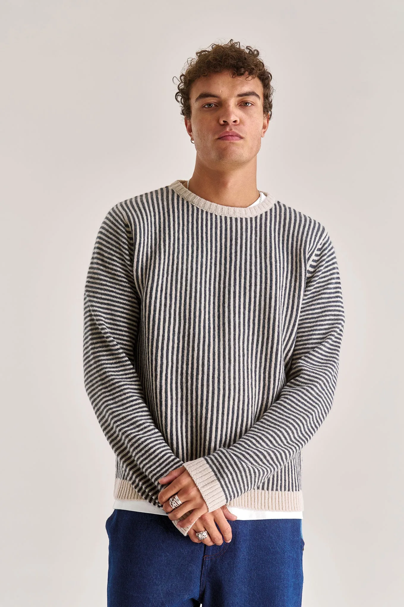 ARTHUR Merino Wool Jumper - Charcoal Stripe sold by Komodo Fashion