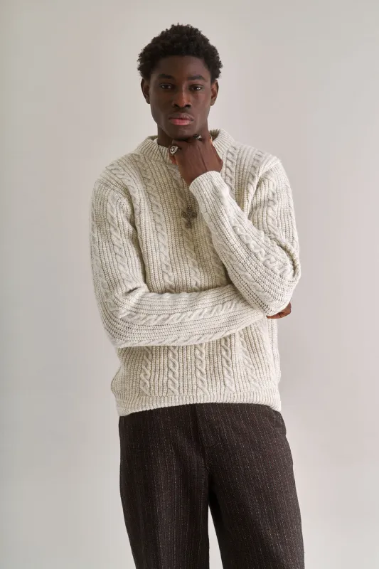 CABLE Lambswool Jumper - Natural sold by Komodo Fashion