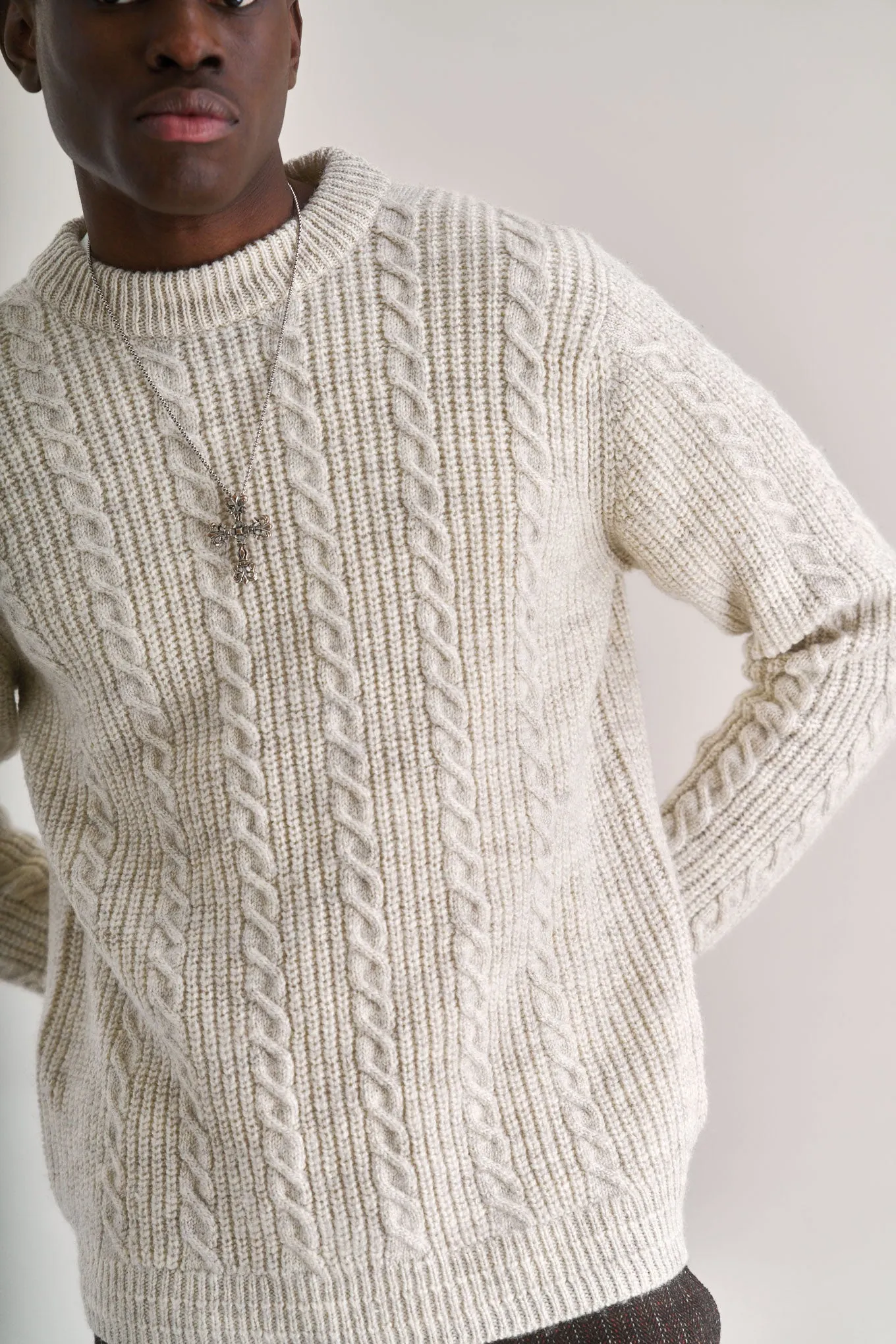 CABLE Lambswool Jumper - Natural sold by Komodo Fashion product image thumbnail 3