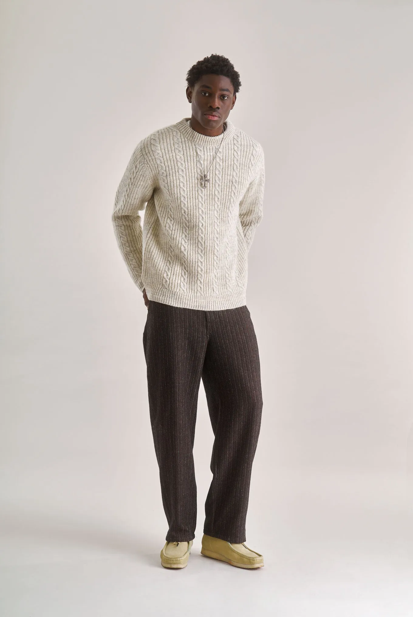 CABLE Lambswool Jumper - Natural sold by Komodo Fashion product image thumbnail 4
