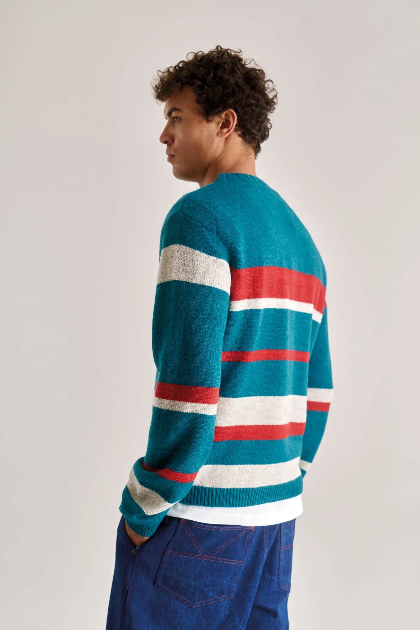 GABRIEL Lambs Wool Stripe Jumper - Evergreen sold by Komodo Fashion product image thumbnail 2
