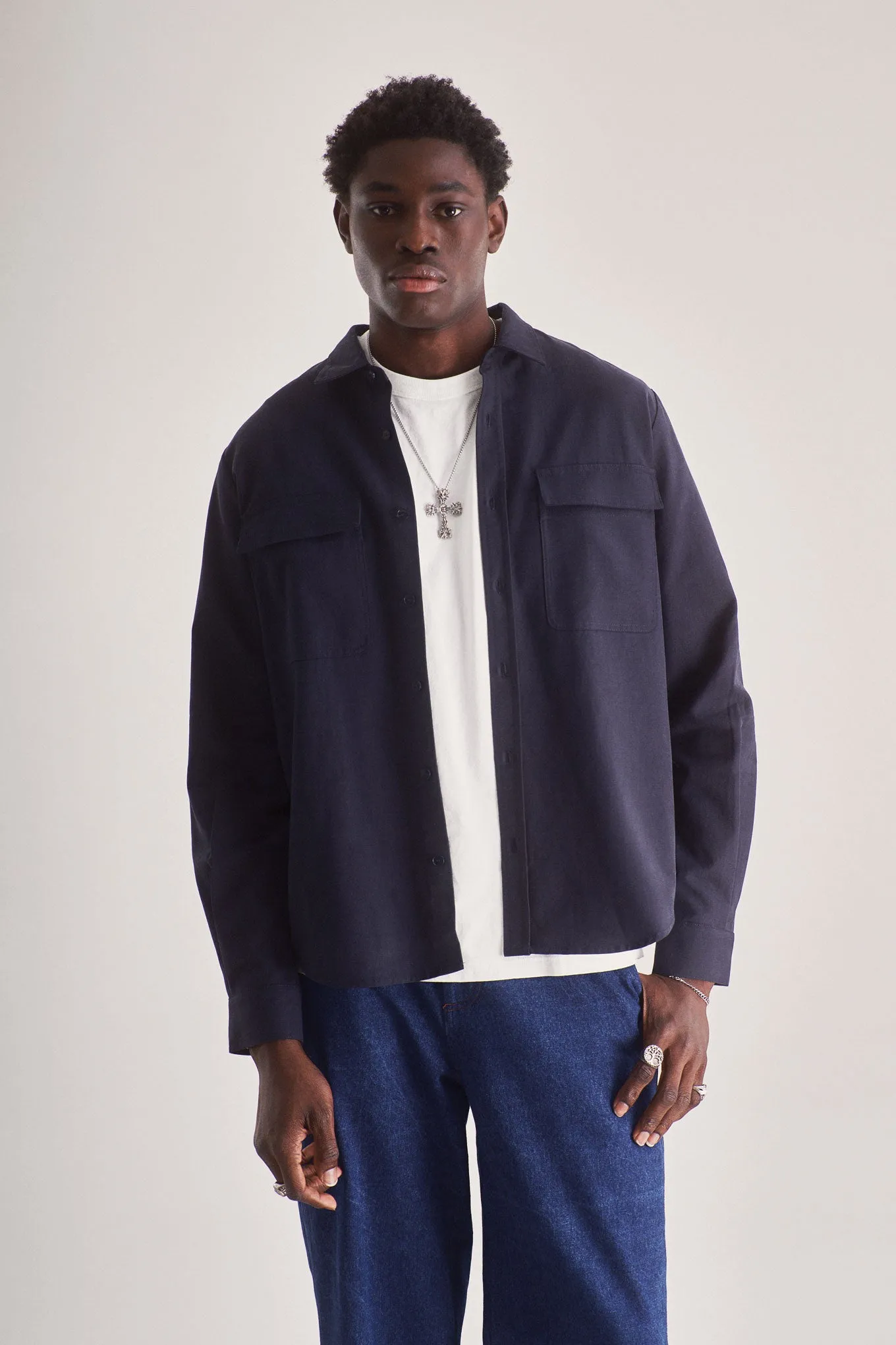 ARC Cotton Tencel Blend Shirt - Navy sold by Komodo Fashion