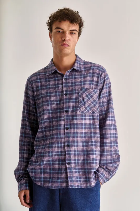 SANTI Organic Cotton Flannel Shirt - Purple sold by Komodo Fashion