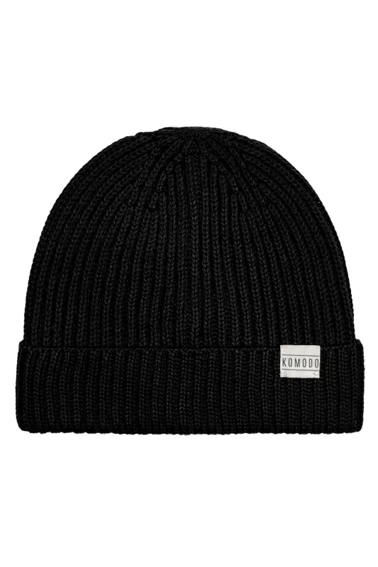 TOWN - Organic Cotton Beenie Hat Black made by Komodo Fashion