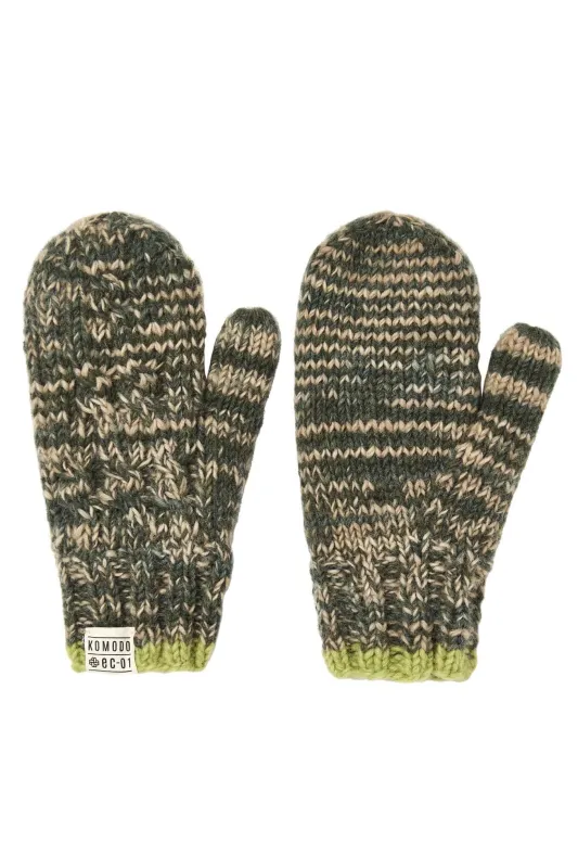 HAYA - Fleece Lined Lambswool Mittens Space Green sold by Komodo Fashion