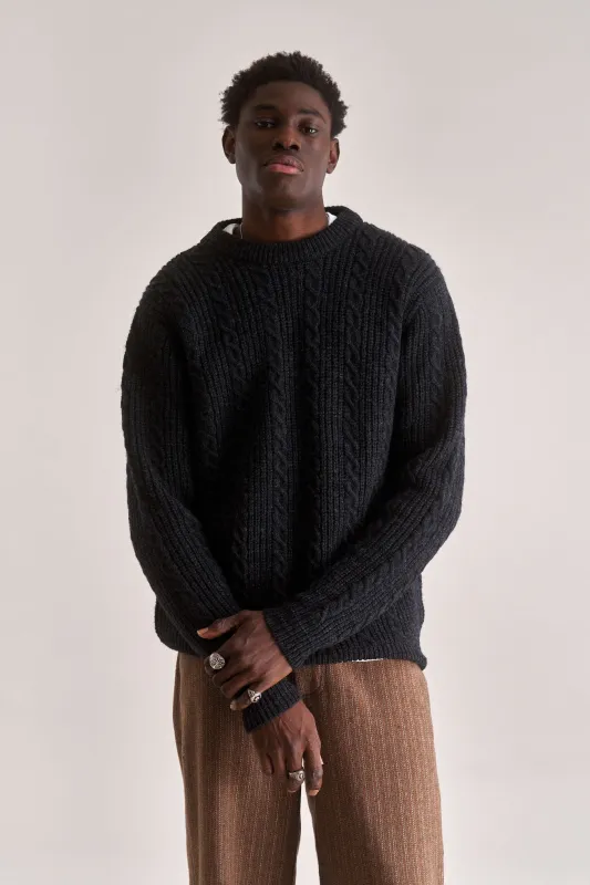 CABLE Lambswool Jumper - Dark Charcoal sold by Komodo Fashion