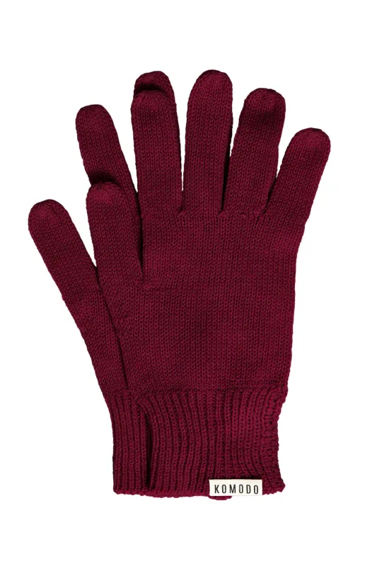CITY - GOTS Organic Cotton Gloves - Wine Red sold by Komodo Fashion
