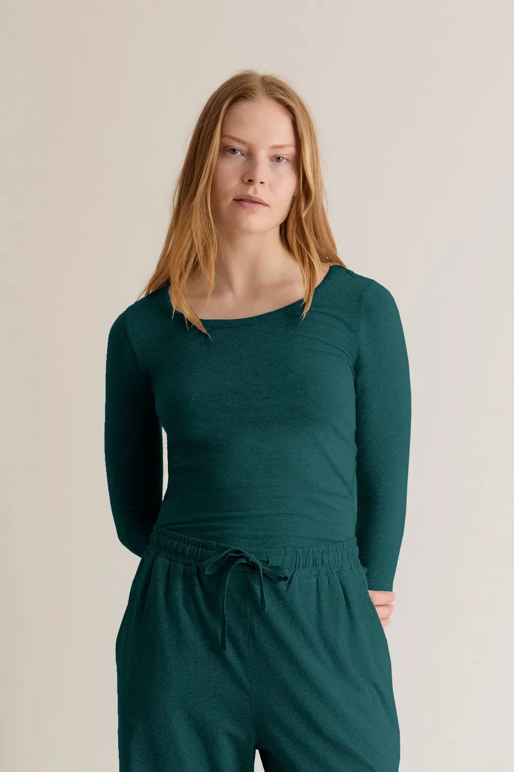 DARCEY Top - GOTS Organic Cotton Teal sold by Komodo Fashion