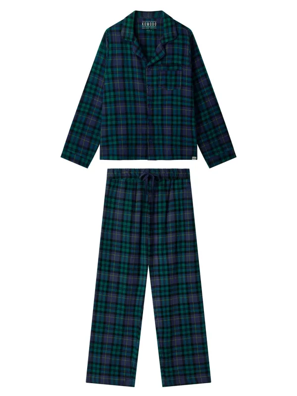 JIM JAM Womens Organic Cotton Pyjama Set - Black Watch sold by Komodo Fashion