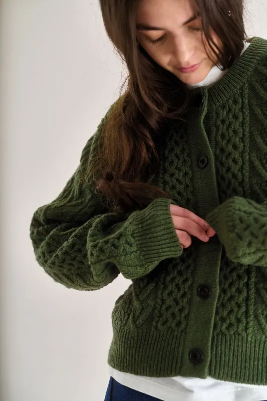 CHARLIE Lambswool Cardigan - Green sold by Komodo Fashion