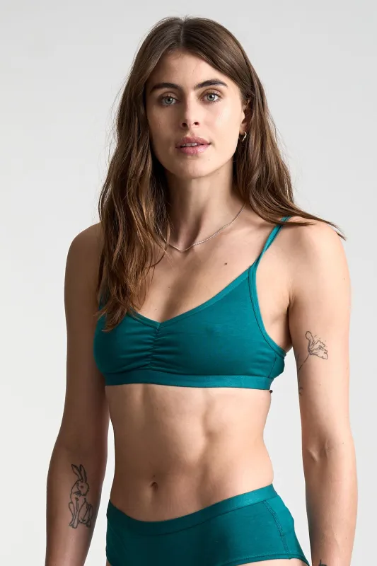 ANASTASIA Bra - GOTS Organic Cotton Teal sold by Komodo Fashion