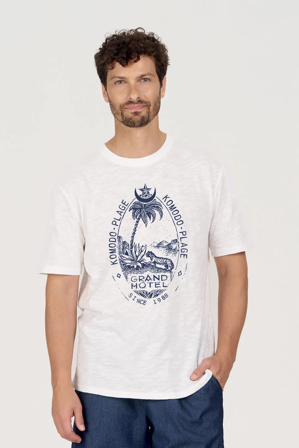 GRAND HOTEL Organic Cotton Tee - White sold by Komodo Fashion