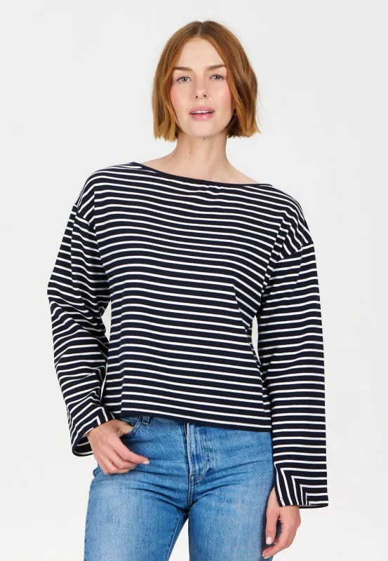 JUNE Top - Organic Cotton Navy Stripe made by Komodo Fashion