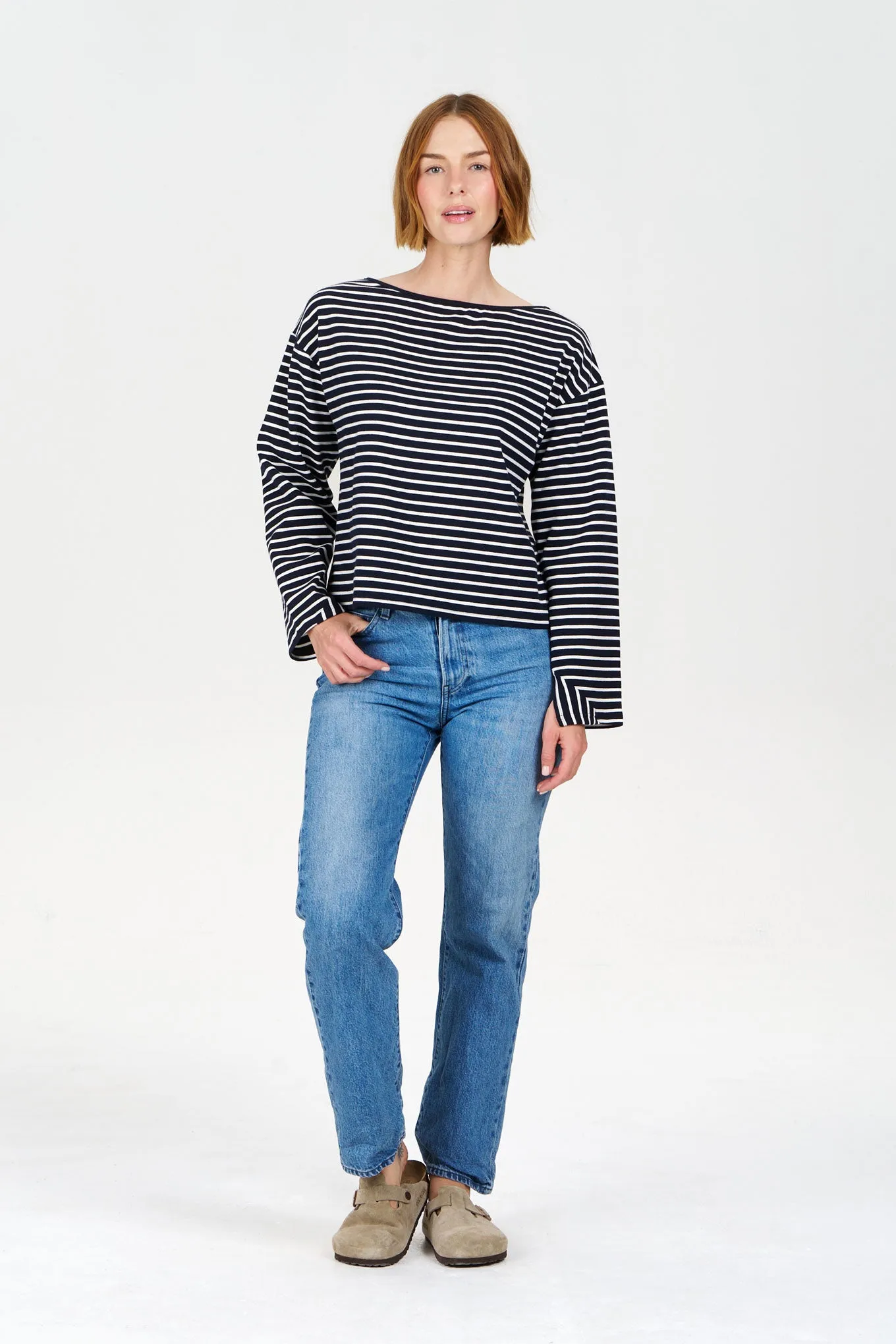 JUNE Top - Organic Cotton Navy Stripe sold by Komodo Fashion product image thumbnail 2