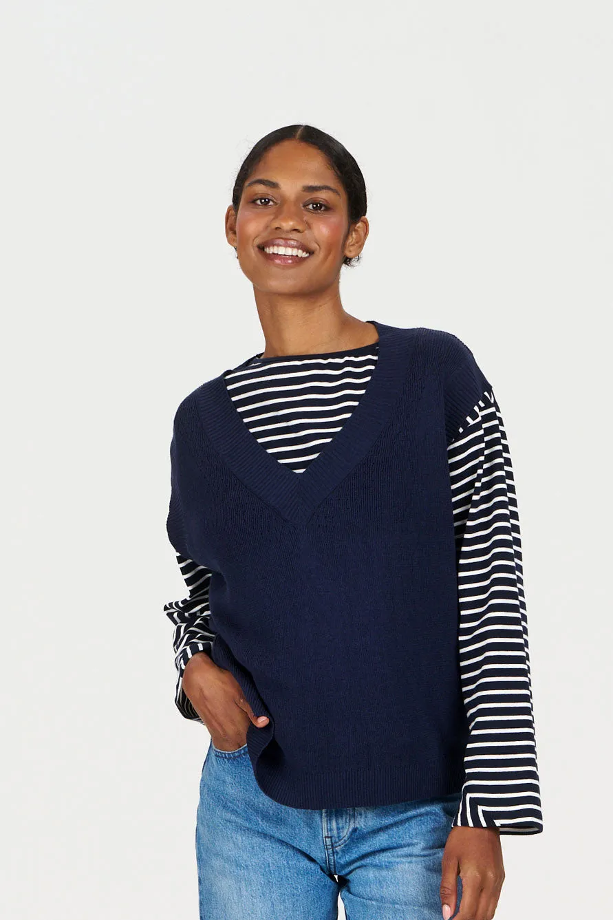 JUNE Top - Organic Cotton Navy Stripe sold by Komodo Fashion product image thumbnail 3