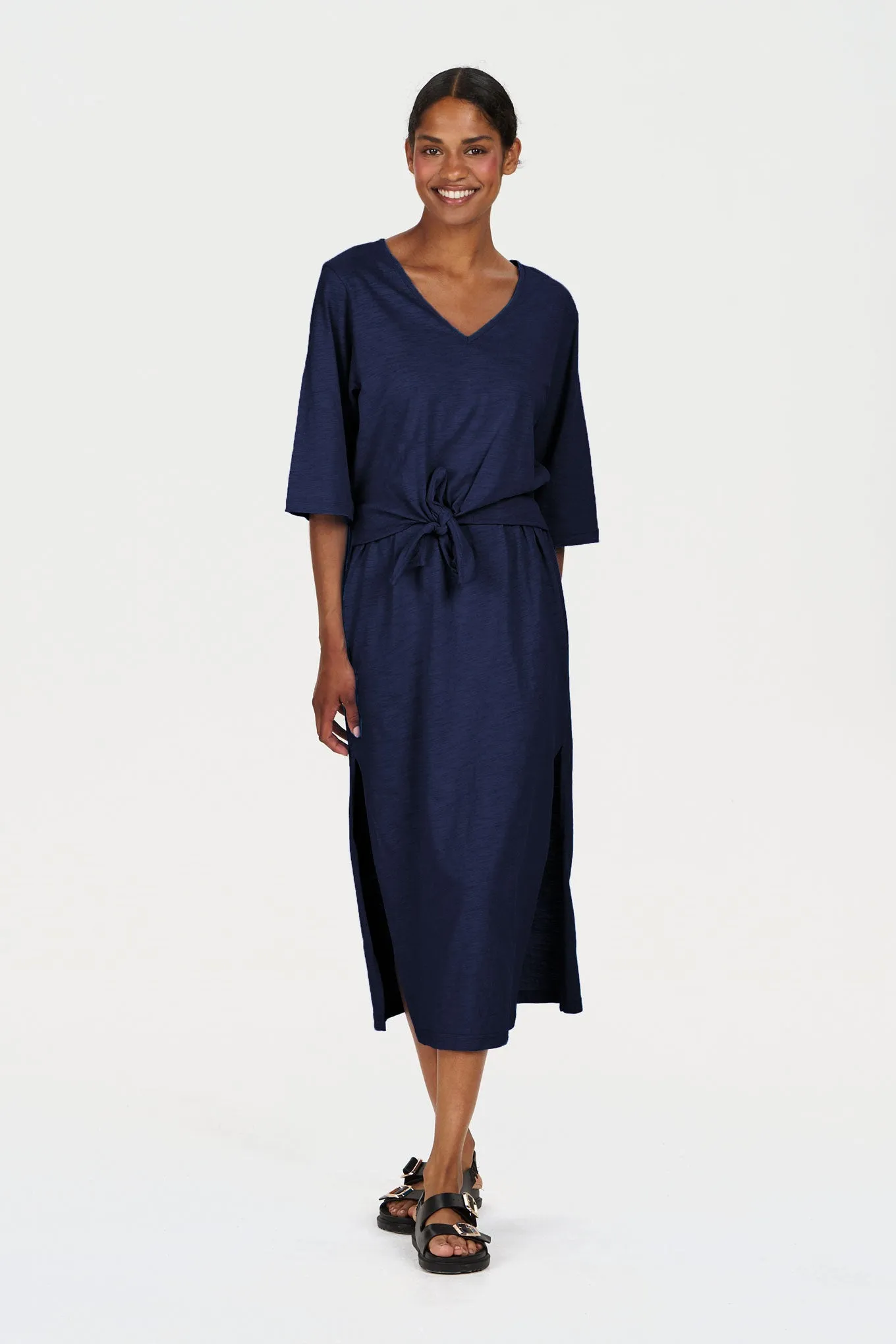 HALLIE Organic Cotton Dress - Navy sold by Komodo Fashion