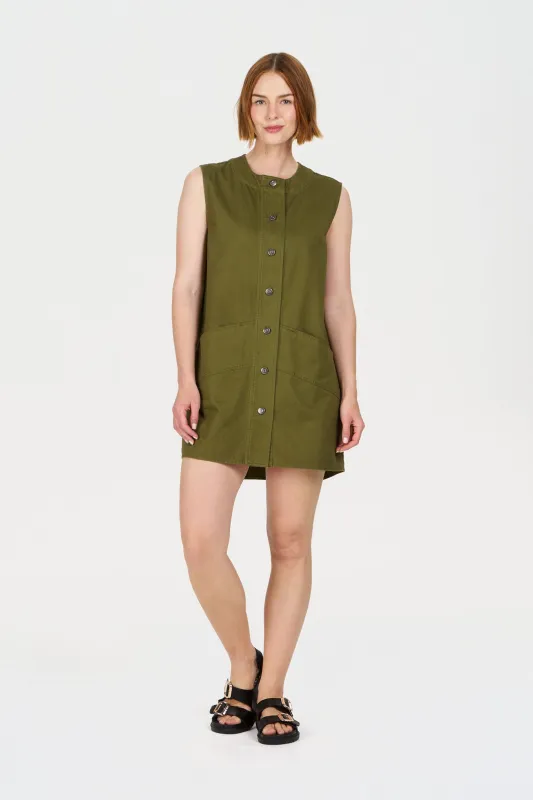 ROSIE Organic Cotton Dress - Khaki made by Komodo Fashion