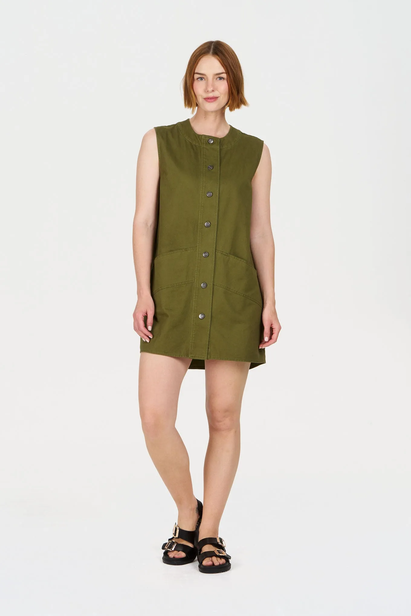 ROSIE Organic Cotton Dress - Khaki sold by Komodo Fashion