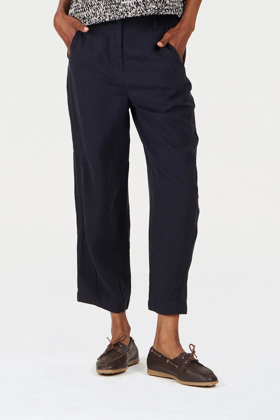 OLIVE Tencel Linen Trouser - Navy sold by Komodo Fashion product image thumbnail 3