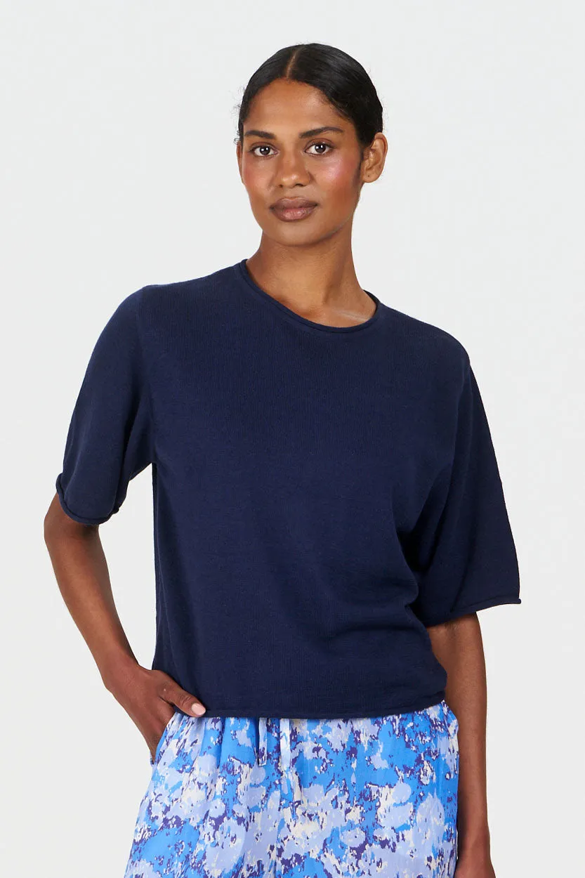 CAMILLE Organic Ramie Cotton Tee - Navy sold by Komodo Fashion product image thumbnail 2