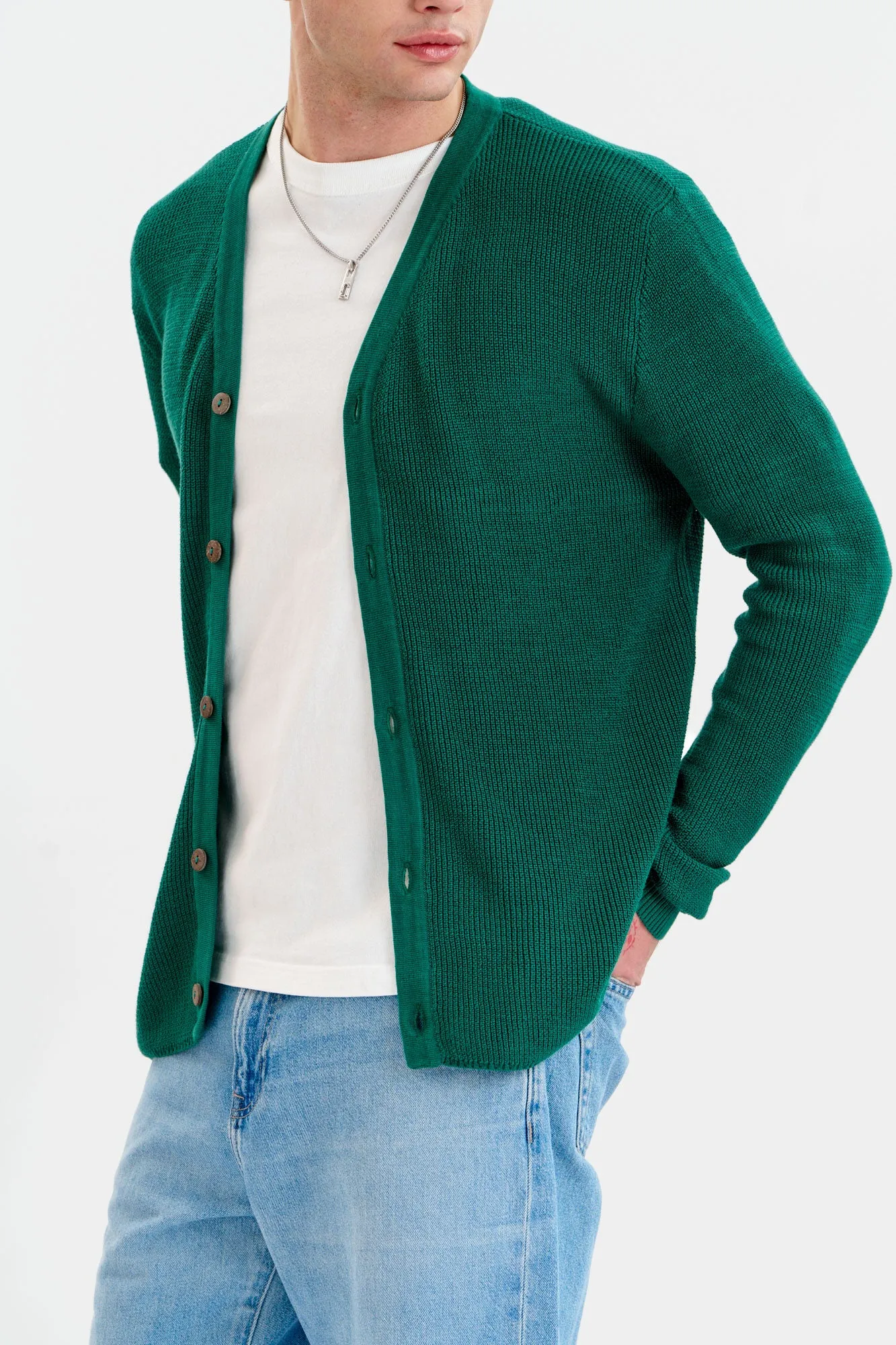 LUCAS Organic Cotton Cardigan - Green sold by Komodo Fashion product image thumbnail 2