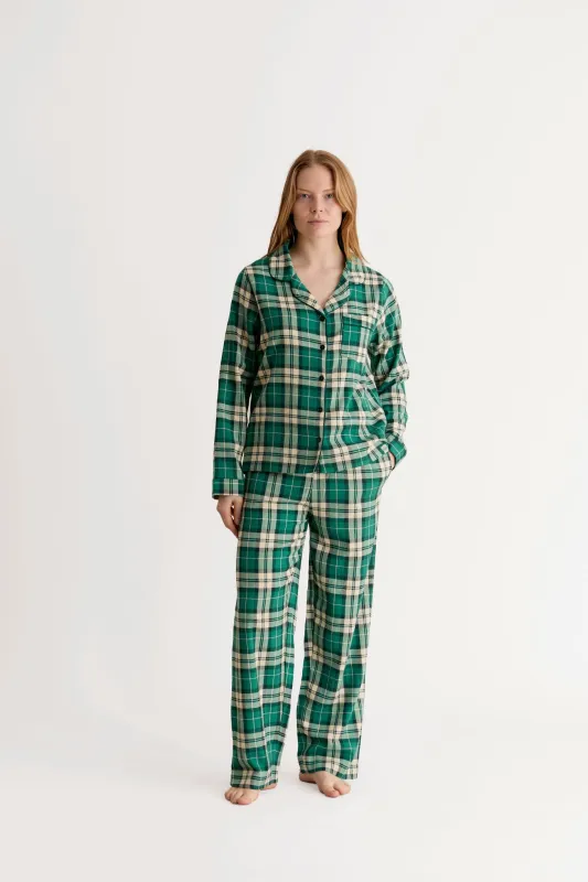 JIM JAM Womens Organic Cotton Pyjama Set - Green made by Komodo Fashion