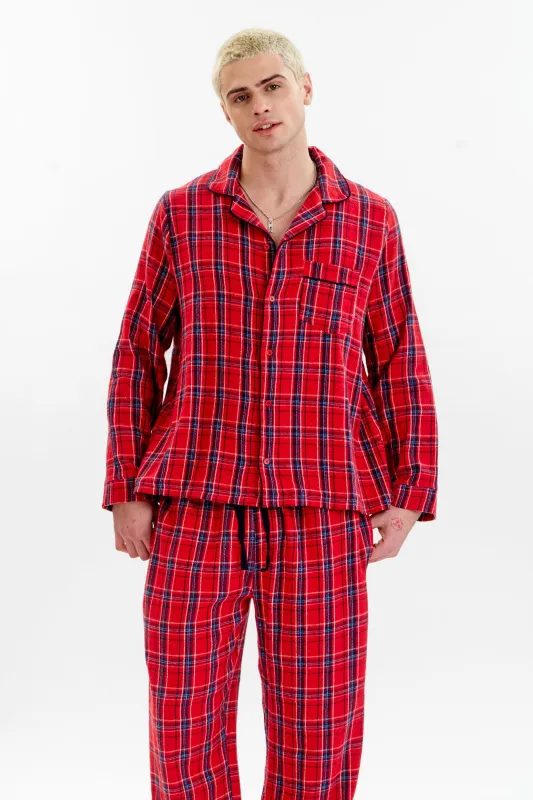 JIM JAM Mens Organic Cotton Pyjama Set - Red made by Komodo Fashion