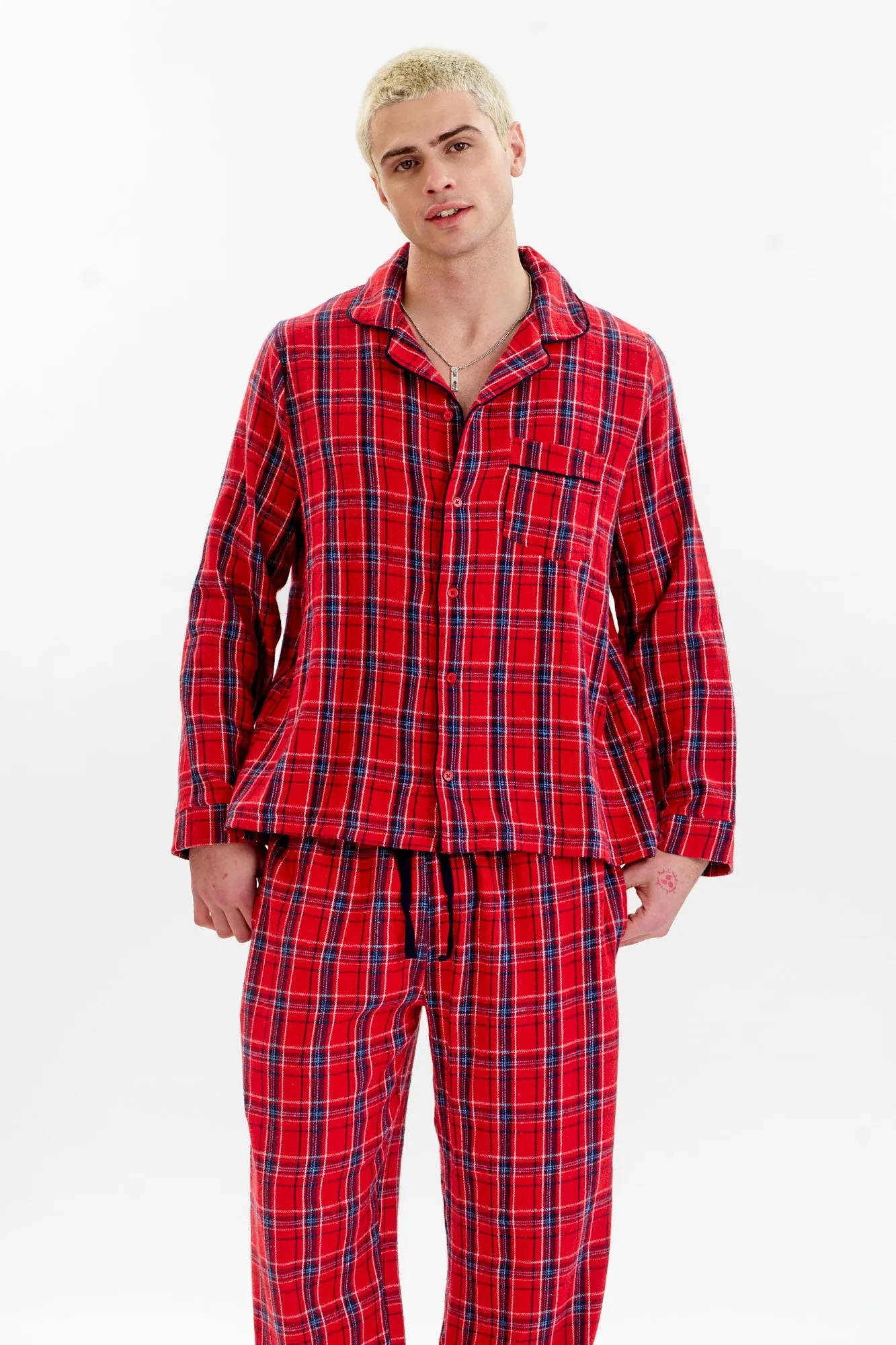 JIM JAM Mens Organic Cotton Pyjama Set - Red sold by Komodo Fashion
