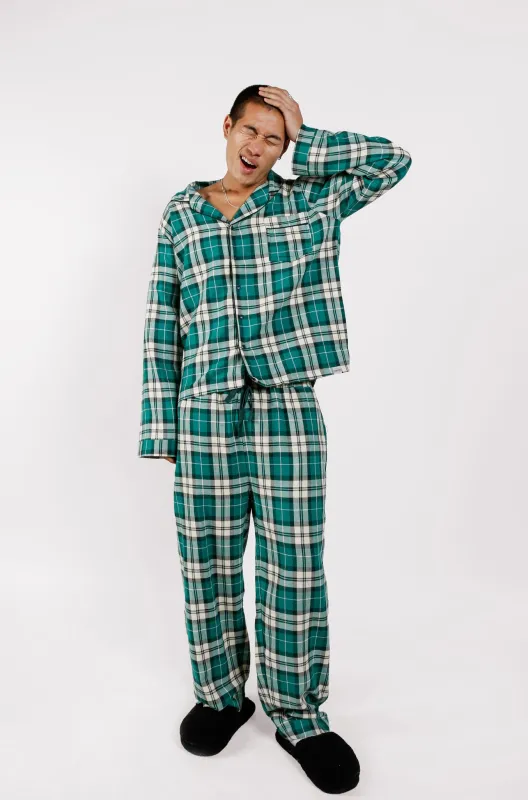 JIM JAM Mens Organic Cotton Pyjama Set - Green made by Komodo Fashion