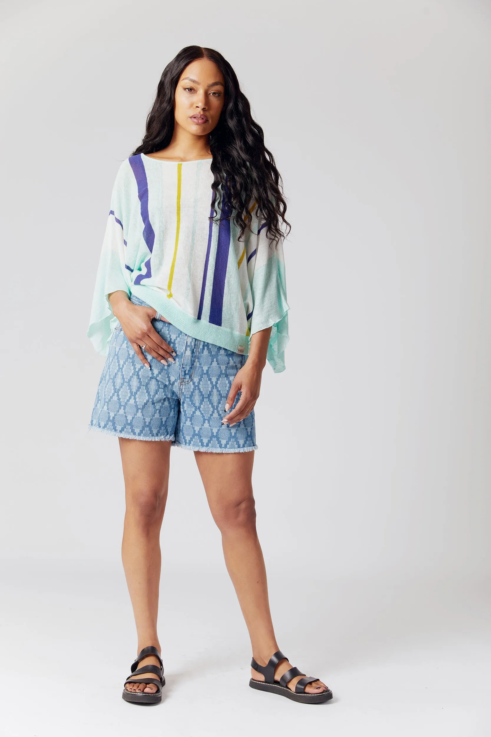 FAA Organic Linen Top Turquoise Stripe sold by Komodo Fashion product image thumbnail 3