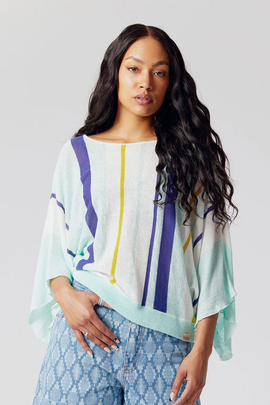 FAA Organic Linen Top Turquoise Stripe sold by Komodo Fashion