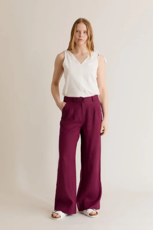 LION - Linen Trousers Berry sold by Komodo Fashion