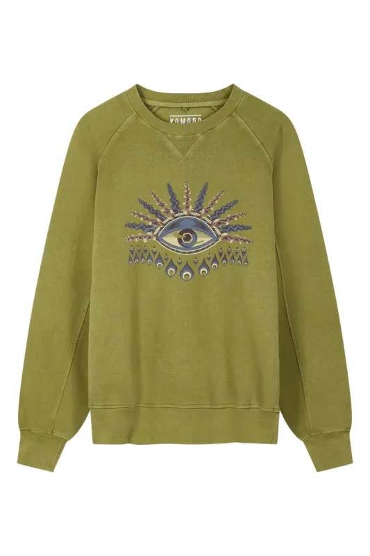 ANTON Komodo Eye - Organic Cotton Sweat Olive sold by Komodo Fashion