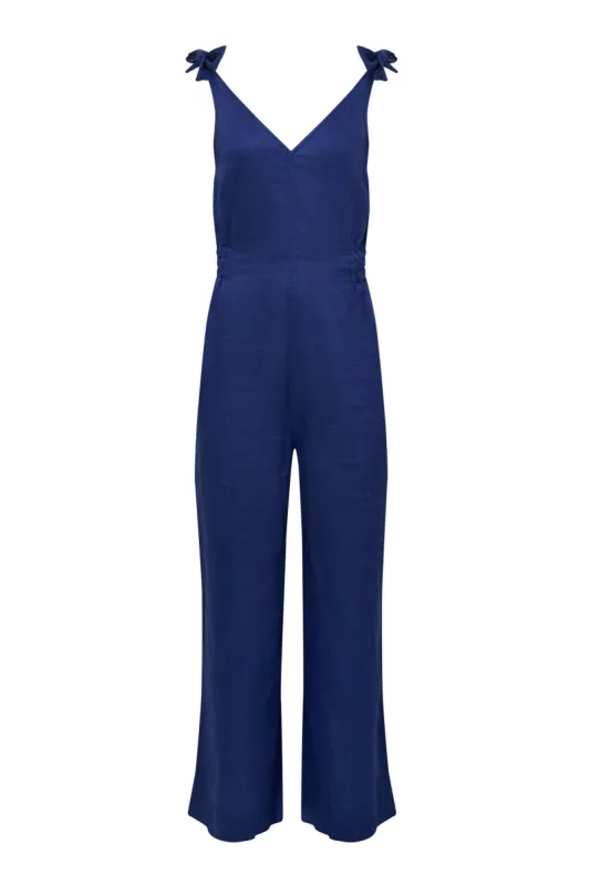 FLOSS - Linen Jumpsuit Navy sold by Komodo Fashion