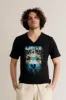 ROOTS ROCKERS - Hemp V-Nack Tee by LIVITY Black sold by Komodo Fashion