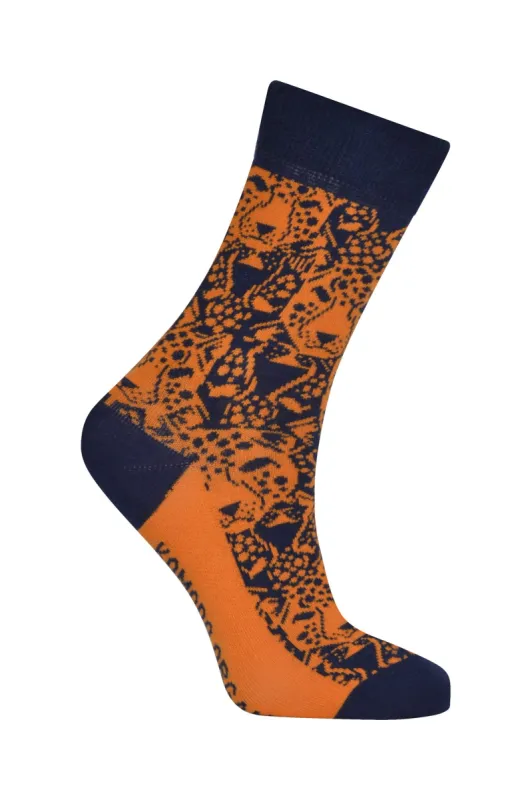LEOPARD - Organic Cotton Socks Orange sold by Komodo Fashion