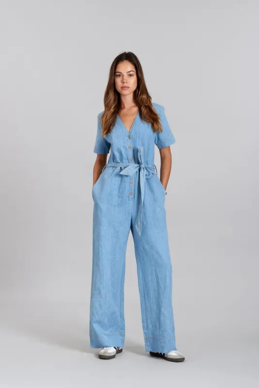 ELOUISE - Organic Cotton Jumpsuit Light Wash sold by Komodo Fashion
