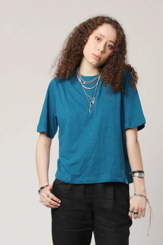INGA Tee - Organic Cotton Teal Blue sold by Komodo Fashion