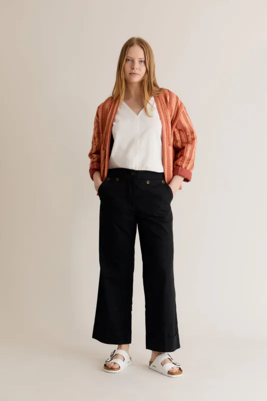 TANSY - Organic Cotton Trousers Black sold by Komodo Fashion