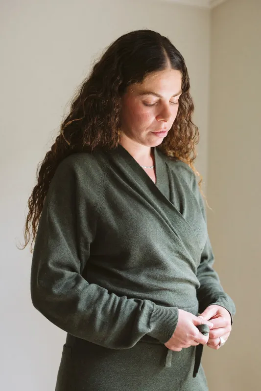 Olive Cardigan made by Kowtow