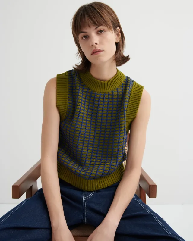 Grid Vest made by Kowtow