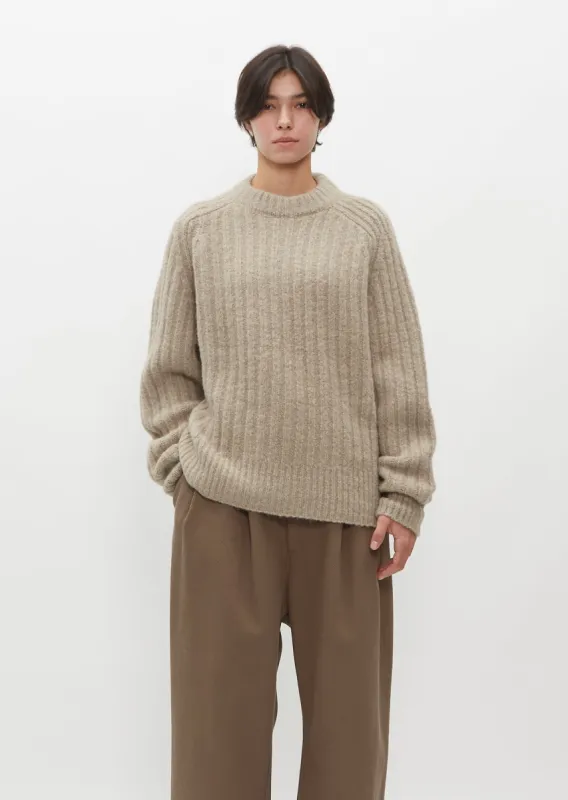 Alpaca and Silk Rib Saddle Crewneck sold by La Garconne