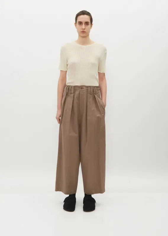 Tuck Gathered Pants — Beige sold by La Garconne
