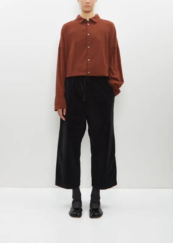 Velvet Wide & Short Trouser — Black sold by La Garconne